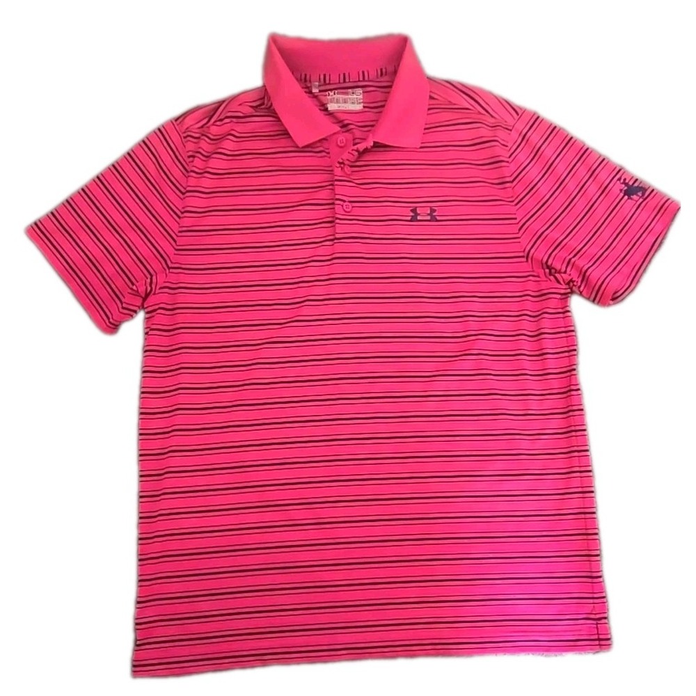 Under Armour Wyoming Cowboys Polo Mens L Purple Pink Tech Golf Shirt Performance